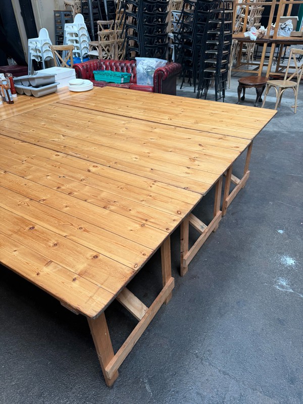 Wooden trestle tables