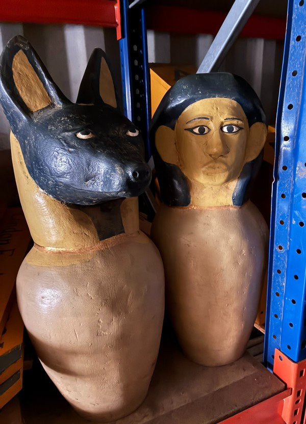 Second Hand 4x Fibreglass Canopic Jars Second Hand 4x Fibreglass Canopic Jars