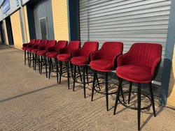High bar chairs with burgundy upholstery