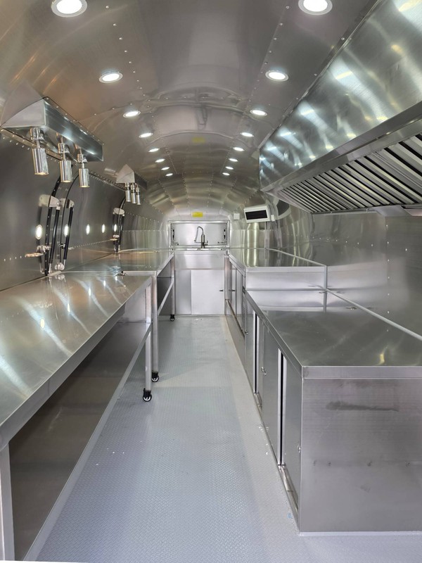 Black airstream catering trailer
