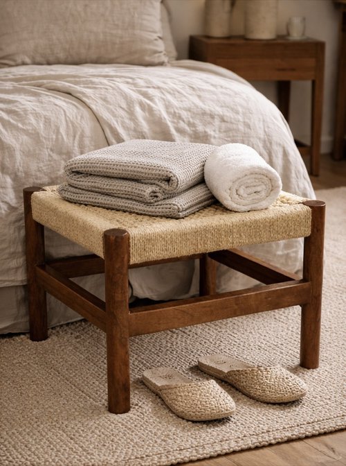 Handmade Solid Wood Natural Rope Stools