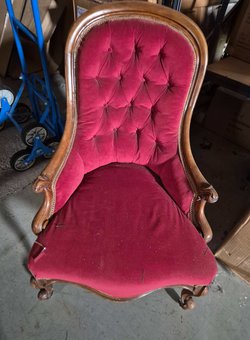 Victorian Style Parlor Solid Mahogany Armchair