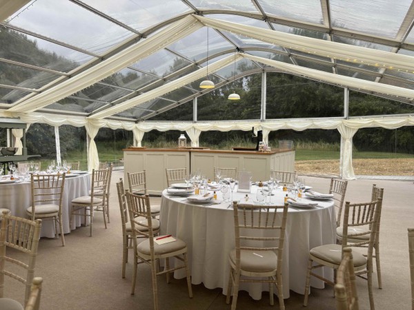 Framed marquee with clear roofs for sale