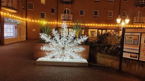 Illuminated Christmas decoration  Snowflake  Shopping centre