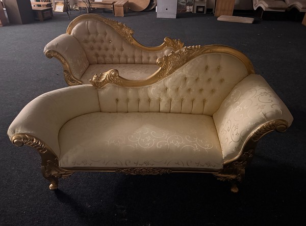 New 2x Gold Frame Chaise Longue New 2x Gold Frame Chaise Longue