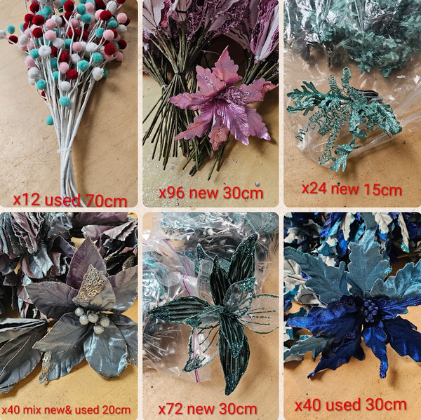 Job Lot Christmas Flowers & Picks For Sale