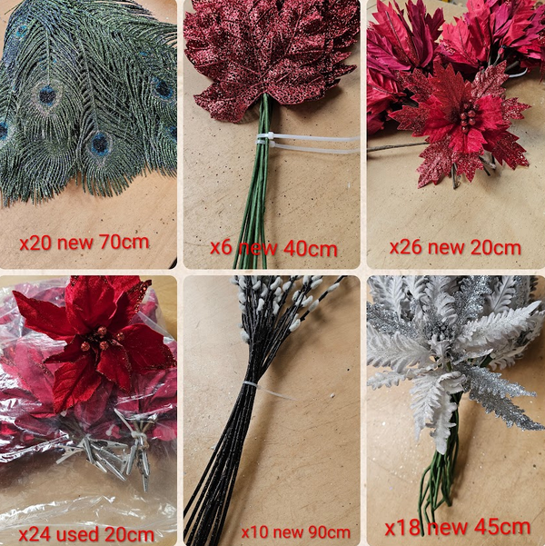 Second Hand Job Lot Christmas Flowers & Picks