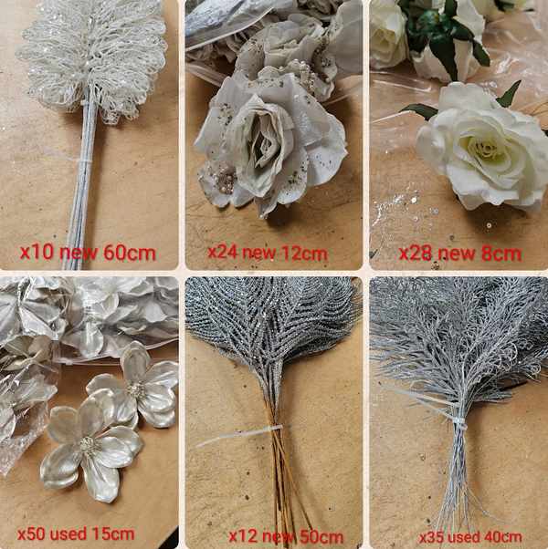 Used Job Lot Christmas Flowers & Picks