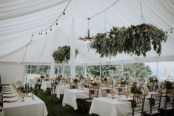 Traditional marquee with white lining for sale