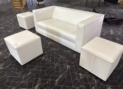 White Faux-Leather Lounge Seating Set