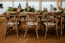 200x Cross Back Banquet Chairs For Sale