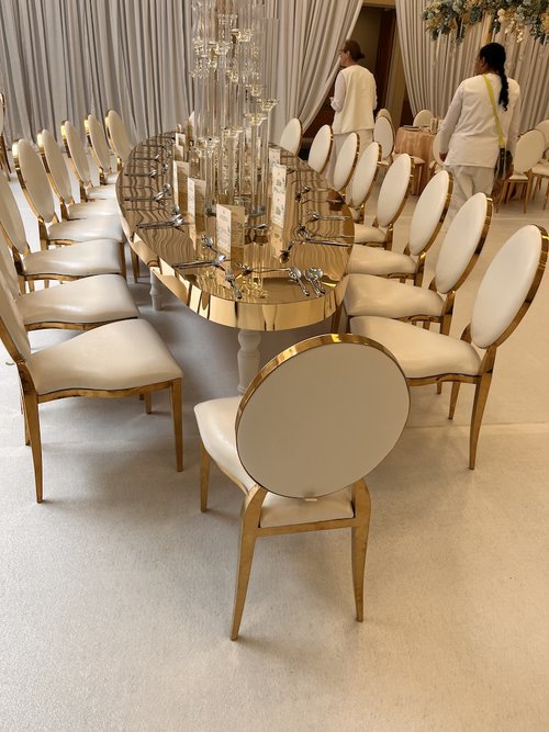 Dior Wedding Chairs White and Gold Stainless Steel