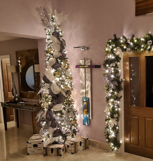 2x 9ft SLIMLINE Pre Lit Christmas Trees