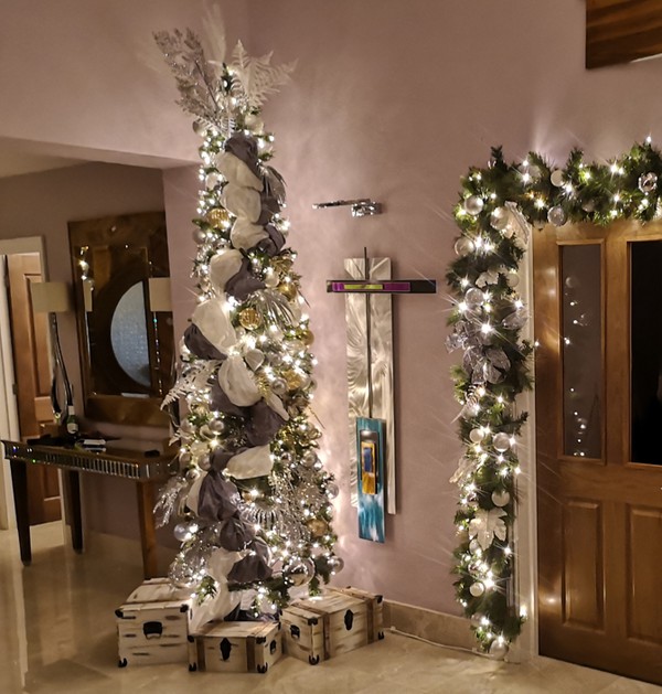 2x 9ft SLIMLINE Pre Lit Christmas Trees 2x 9ft SLIMLINE Pre Lit Christmas Trees