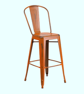 Red high bar chair in Tolix style