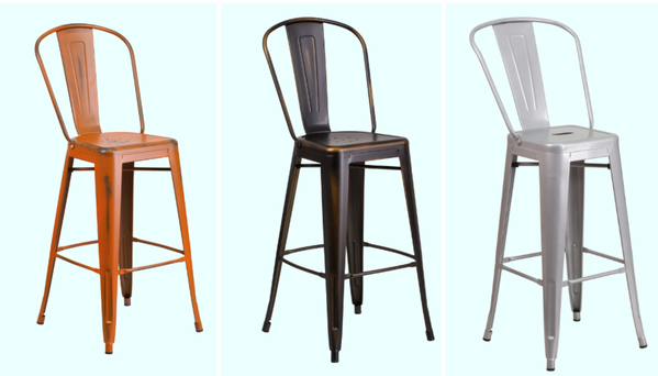 Tolix Style High Bar Chairs - Black - Silver - Red Tolix Style High Bar Chairs - Black - Silver - Red