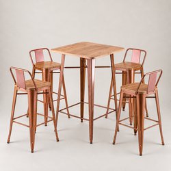 30x Copper High Table & Stool Set For Sale