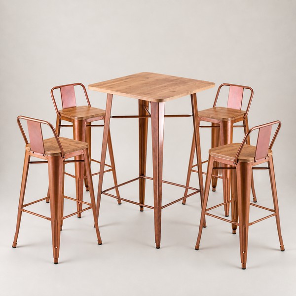 30x Copper High Table & Stool Set For Sale 30x Copper High Table & Stool Set For Sale