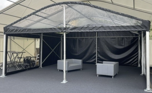 6m x 6m Black PVC Curved Clear Roof Marquee