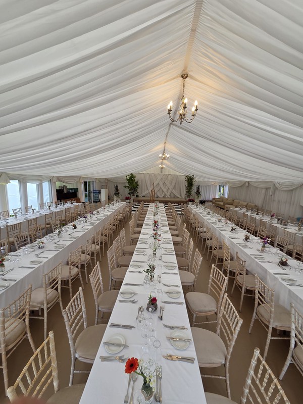 Wedding marquee with trestle tables Kildare Ireland Wedding marquee with trestle tables Kildare Ireland