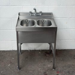 60cm Double Bowl Sink with Mixer Tap For Sale