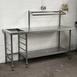 180cm Stainless Steel Table on Castors For Sale
