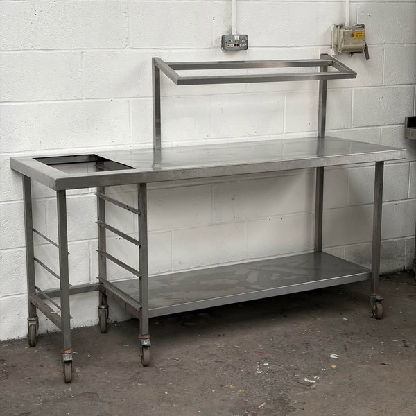 180cm Stainless Steel Table on Castors For Sale 180cm Stainless Steel Table on Castors For Sale