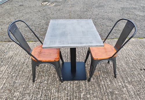 3x Metal Table And 2 Chair Set For Sale