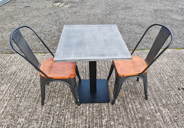 3x Metal Table And 2 Chair Set For Sale 3x Metal Table And 2 Chair Set For Sale