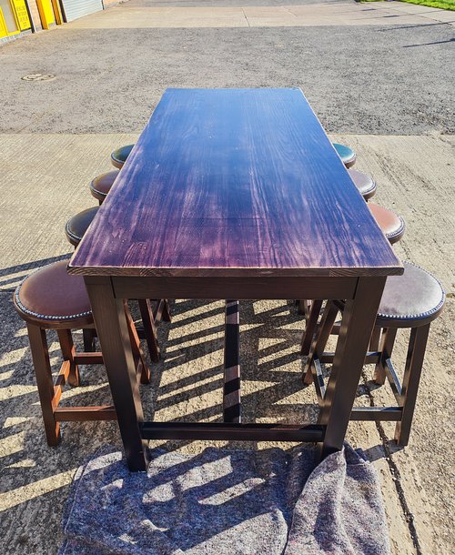 2x 2m Poseur Table And 8 Bar Stool Set For Sale