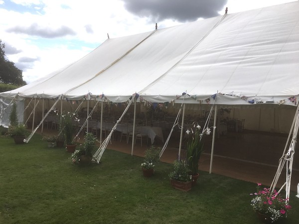 Traditional White Canvas Pole Marquee 95' x 40' Traditional White Canvas Pole Marquee 95' x 40'