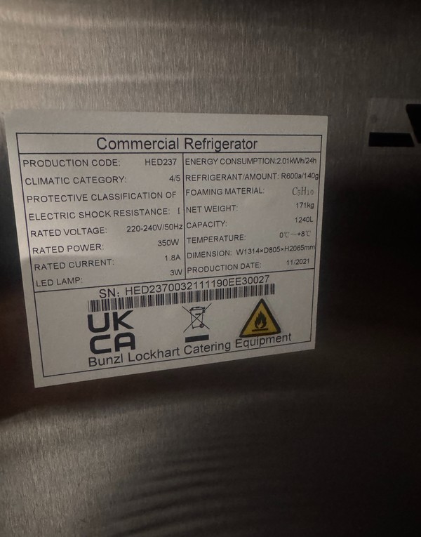 Second Hand Arctica HED237 Double Door Fridge Second Hand Arctica HED237 Double Door Fridge