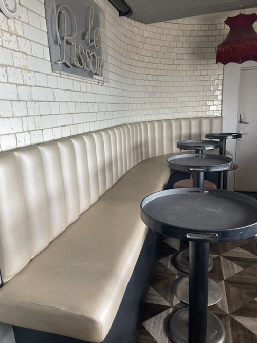 Cream Upholstered Banquette Seating