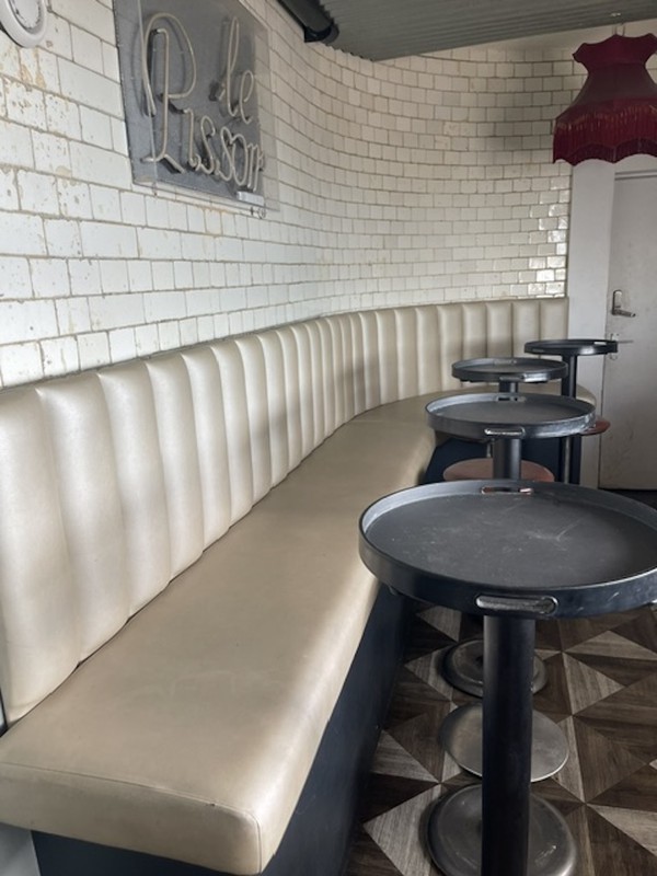 Cream Upholstered Banquette Seating Cream Upholstered Banquette Seating