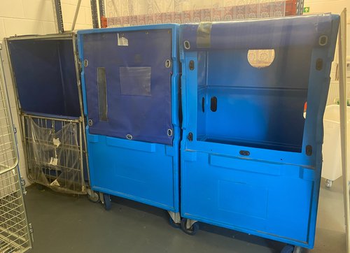 3x Roller Laundry Bins For Sale