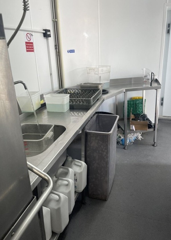 Stainless Steel Sink Run with Curved Return Stainless Steel Sink Run with Curved Return
