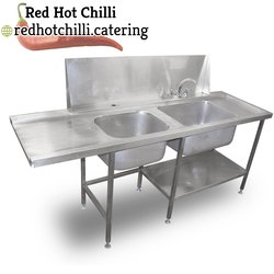 2.1m Stainless Steel Double Pass Through Dishwasher Sink