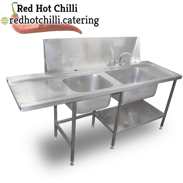 2.1m Stainless Steel Double Pass Through Dishwasher Sink