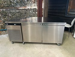 Two door prep fridge on wheels