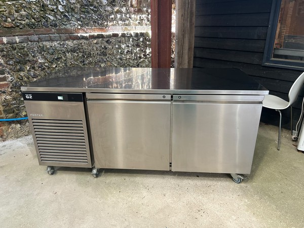 Two door prep fridge on wheels