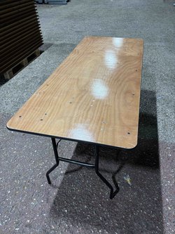24x 6ft x 2ft6 Plywood Trestle Table For Sale