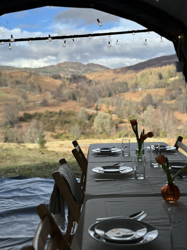 Dining in the inflatable marquee / tent