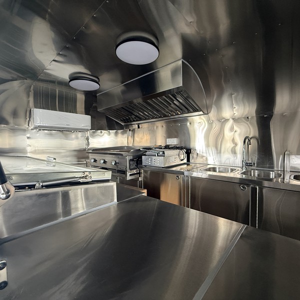 5m Airstream Catering Trailer Stainless Interior