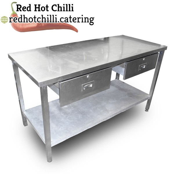 1.525m Stainless Steel Table with Drawers