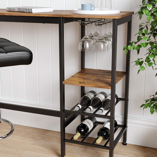 Metal bar table with wooden counter