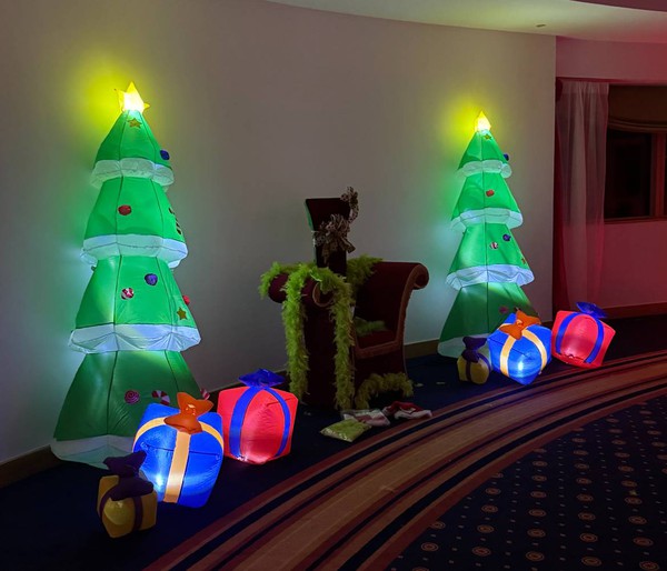 Grinch themed Christmas trees and throne Grinch themed Christmas trees and throne