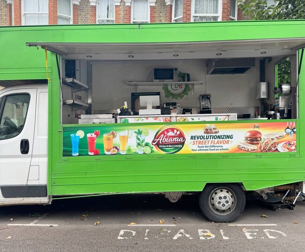 Catering truck with large serving hatch Catering truck with large serving hatch
