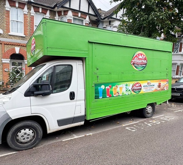 Catering van with hatch shut