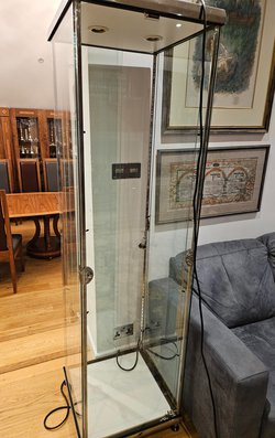 2x Tall Glass Display Cabinets For Sale