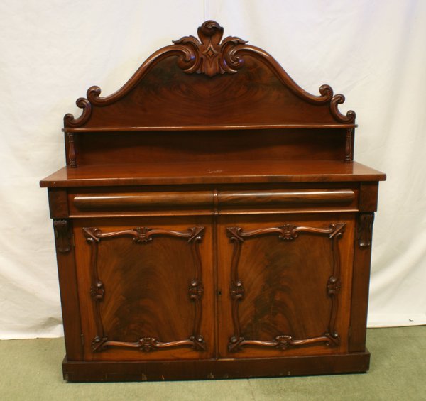 Victorian Mahogany Chiffonier with Drawer Above Door